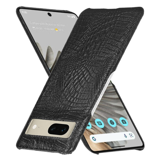 For Google Pixel 7 Pro 5G Shockproof Crocodile Texture PC + PU Case(Black) - Google Cases by buy2fix | Online Shopping UK | buy2fix