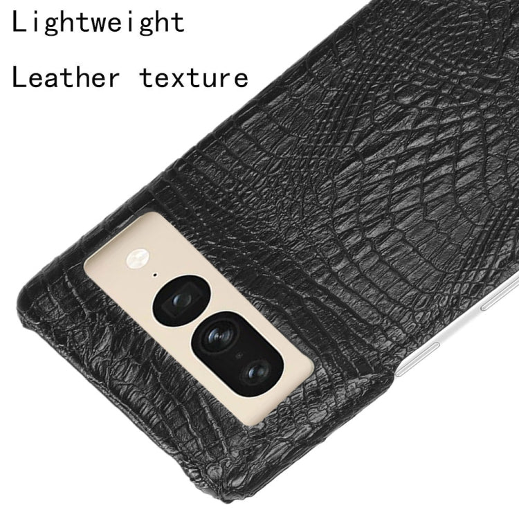 For Google Pixel 7 Pro 5G Shockproof Crocodile Texture PC + PU Case(Black) - Google Cases by buy2fix | Online Shopping UK | buy2fix