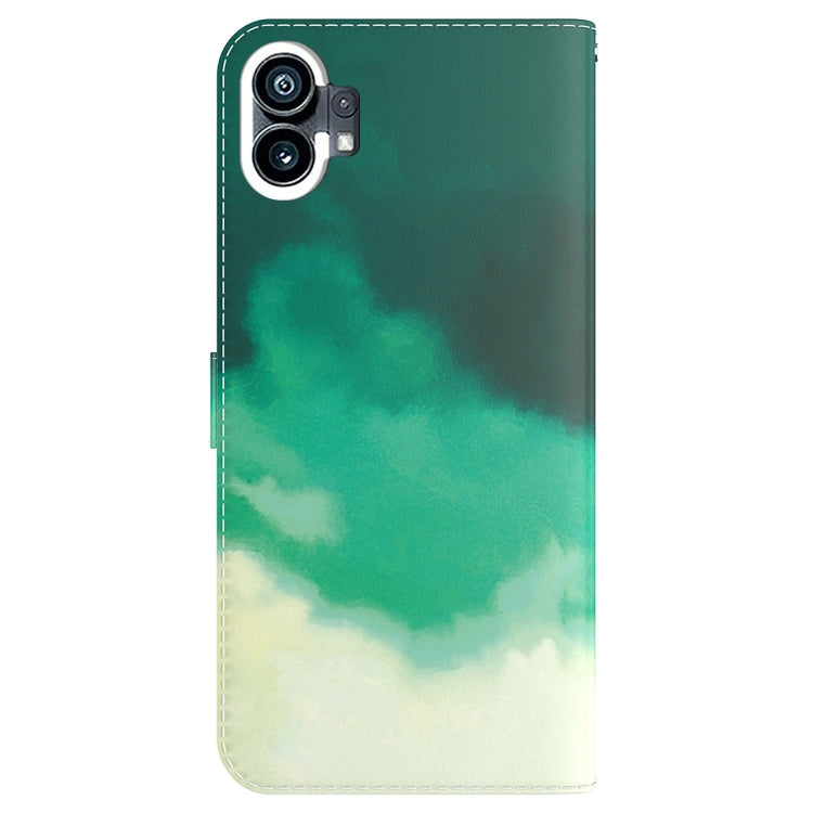 For Nothing Phone 1 Watercolor Pattern Flip Leather Phone Case(Cyan Green) by buy2fix