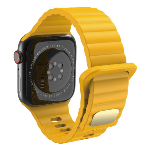 Breathable Skin-friendly Silicone Watch Band For Apple Watch Ultra 49mm / Series 8&7 45mm / SE   2&6&SE&5&4 44mm / 3&2&1 42mm(Yellow) - Watch Bands by buy2fix | Online Shopping UK | buy2fix