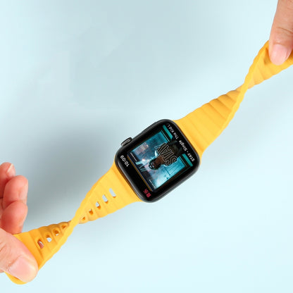 Breathable Skin-friendly Silicone Watch Band For Apple Watch Ultra 49mm / Series 8&7 45mm / SE   2&6&SE&5&4 44mm / 3&2&1 42mm(Yellow) - Watch Bands by buy2fix | Online Shopping UK | buy2fix