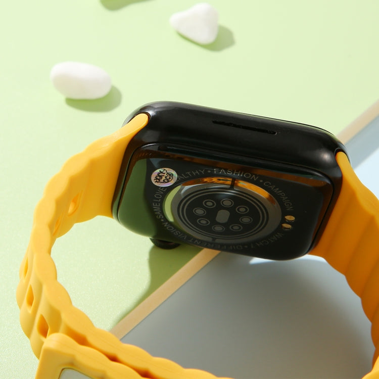 Breathable Skin-friendly Silicone Watch Band For Apple Watch Ultra 49mm / Series 8&7 45mm / SE   2&6&SE&5&4 44mm / 3&2&1 42mm(Yellow) - Watch Bands by buy2fix | Online Shopping UK | buy2fix