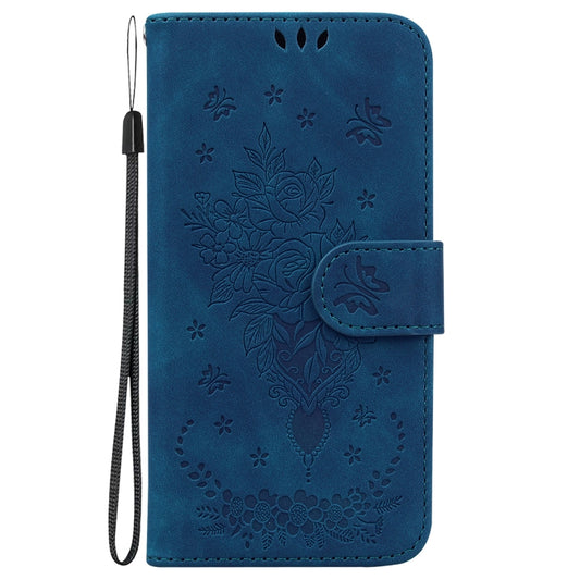 For Motorola Moto S30 Pro 5G / Edge 30 Fusion Butterfly Rose Embossed Leather Phone Case(Blue) - Motorola Cases by buy2fix | Online Shopping UK | buy2fix