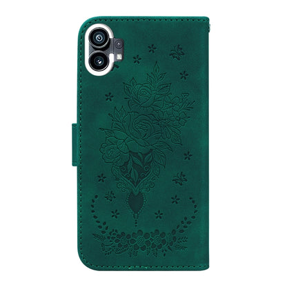 For Nothing Phone 1 Butterfly Rose Embossed Leather Phone Case(Green) - Nothing Cases by buy2fix | Online Shopping UK | buy2fix