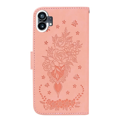 For Nothing Phone 1 Butterfly Rose Embossed Leather Phone Case(Pink) - Nothing Cases by buy2fix | Online Shopping UK | buy2fix
