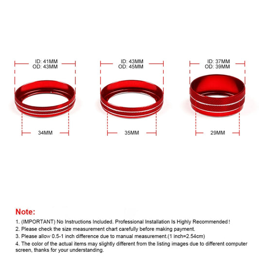 For Jeep Wrangler 2018-2021 4 in 1 Car Air Conditioner Switch Headlight Button Knob Cover Trim(Red) - Decoration Rings by buy2fix | Online Shopping UK | buy2fix