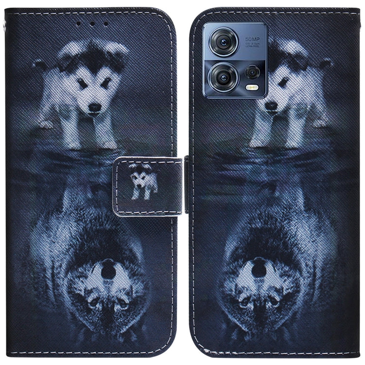 For Motorola Moto S30 Pro 5G / Edge 30 Fusion Coloured Drawing Leather Phone Case(Wolf and Dog) - Motorola Cases by buy2fix | Online Shopping UK | buy2fix