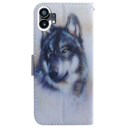 For Nothing Phone 1 Coloured Drawing Leather Phone Case(White Wolf) - Nothing Cases by buy2fix | Online Shopping UK | buy2fix