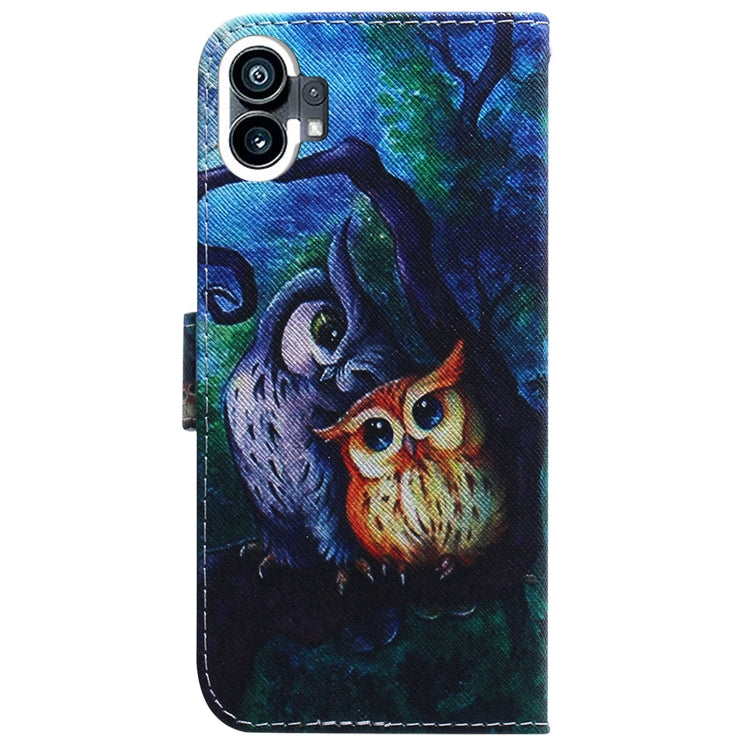 For Nothing Phone 1 Coloured Drawing Leather Phone Case(Oil Painting Owl) - Nothing Cases by buy2fix | Online Shopping UK | buy2fix