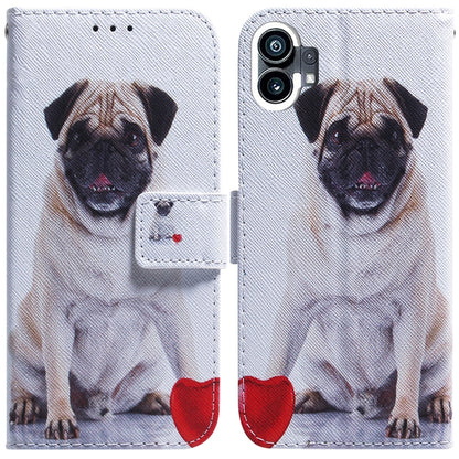 For Nothing Phone 1 Coloured Drawing Leather Phone Case(Pug) - Nothing Cases by buy2fix | Online Shopping UK | buy2fix