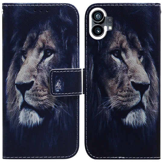 For Nothing Phone 1 Coloured Drawing Leather Phone Case(Lion)