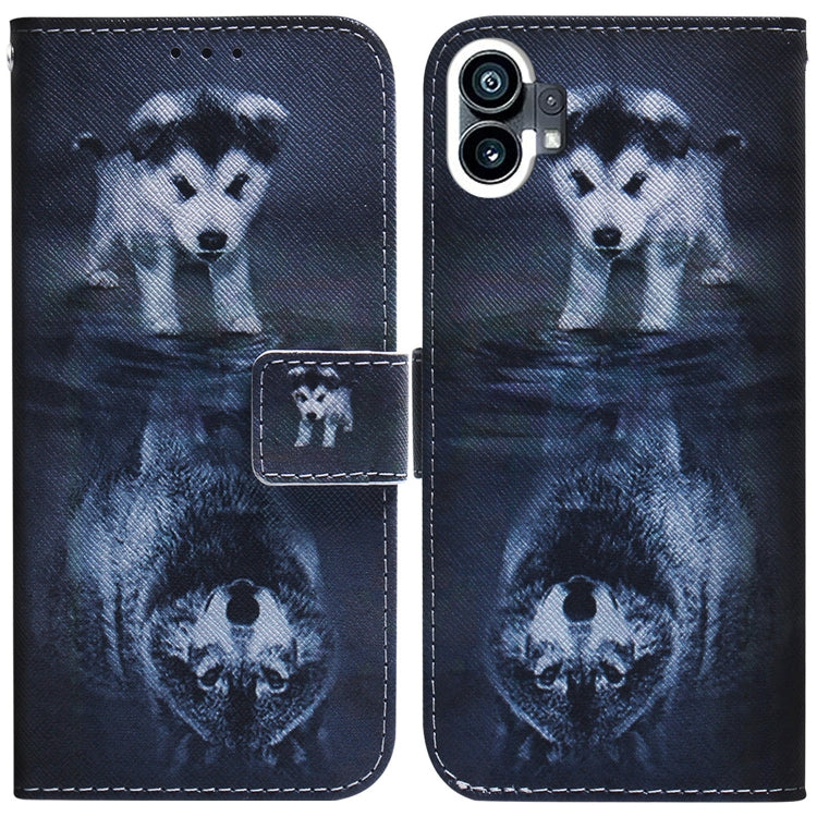For Nothing Phone 1 Coloured Drawing Leather Phone Case(Wolf and Dog) - Nothing Cases by buy2fix | Online Shopping UK | buy2fix