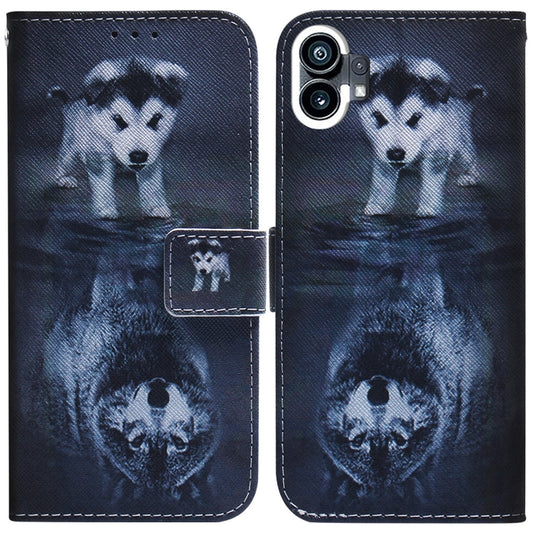 For Nothing Phone 1 Coloured Drawing Leather Phone Case(Wolf and Dog) - Nothing Cases by buy2fix | Online Shopping UK | buy2fix