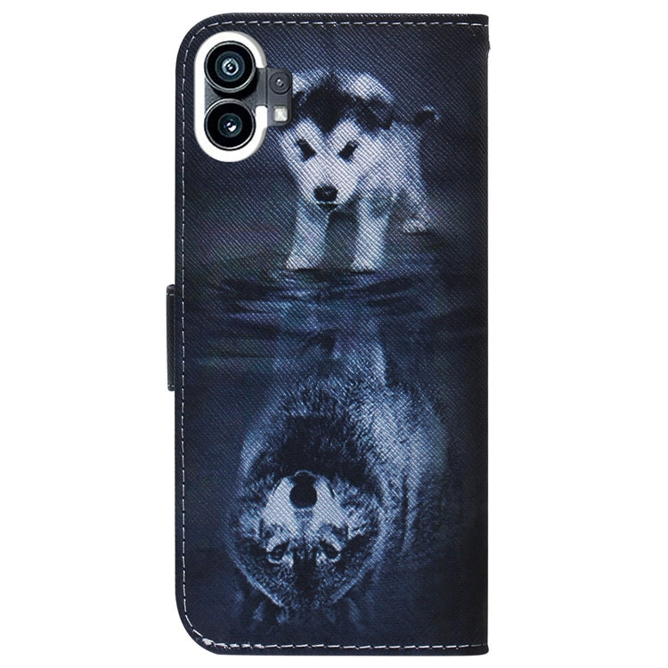 For Nothing Phone 1 Coloured Drawing Leather Phone Case(Wolf and Dog) - Nothing Cases by buy2fix | Online Shopping UK | buy2fix