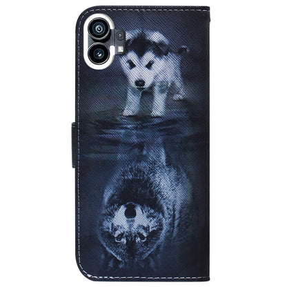 For Nothing Phone 1 Coloured Drawing Leather Phone Case(Wolf and Dog) - Nothing Cases by buy2fix | Online Shopping UK | buy2fix