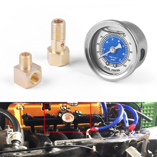 For Honda Civic Car Modification Fuel Pressure Gauge 0-100PSI(Blue) - Car Modification by buy2fix | Online Shopping UK | buy2fix