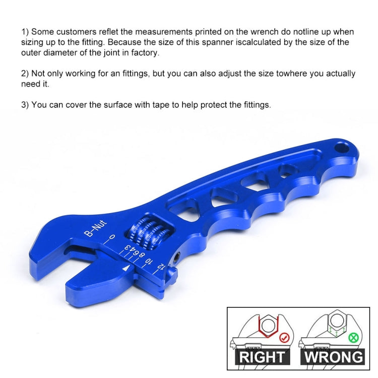 Car AN3-AN12 Adjustable Aluminum Wrench Hose Fitting Tool(Blue) - Sheet Metal Tools by buy2fix | Online Shopping UK | buy2fix