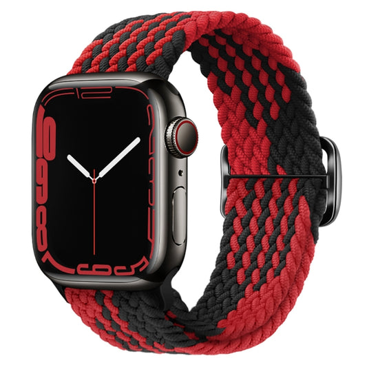 Buckle Nylon Braided Watch Band for Apple Watch Ultra 49mm&Watch Ultra 2 49mm / Series 9&8&7 45mm / SE 3&SE 2&6&SE&5&4 44mm / 3&2&1 42mm(Black Red) by buy2fix