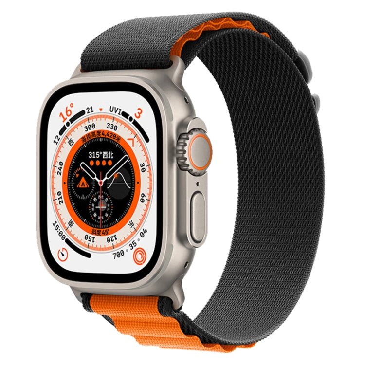 For Apple Watch Ultra 49mm Nylon Watch Band (Black+Orange) - Watch Bands by buy2fix | Online Shopping UK | buy2fix