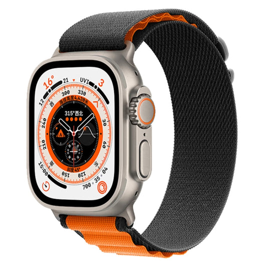 For Apple Watch Ultra 49mm Nylon Watch Band (Black+Orange) - Watch Bands by buy2fix | Online Shopping UK | buy2fix