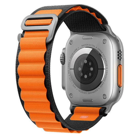 For Apple Watch Ultra 49mm Nylon Watch Band (Black+Orange) - Watch Bands by buy2fix | Online Shopping UK | buy2fix