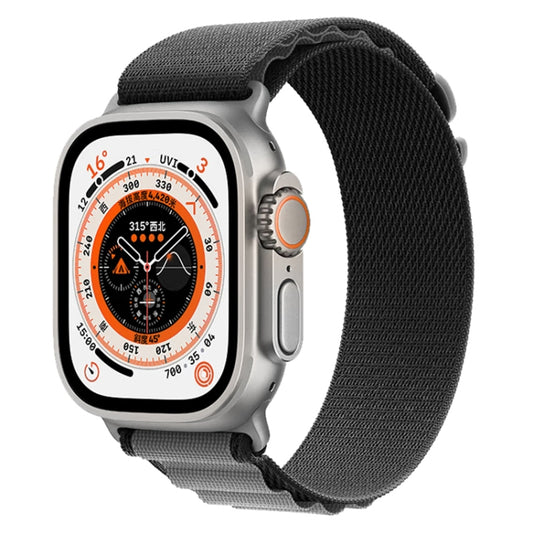 For Apple Watch Ultra 49mm Nylon Watch Band (Black Grey) - Watch Bands by buy2fix | Online Shopping UK | buy2fix