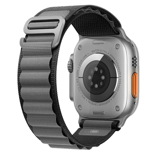 For Apple Watch Ultra 49mm Nylon Watch Band (Black Grey) - Watch Bands by buy2fix | Online Shopping UK | buy2fix