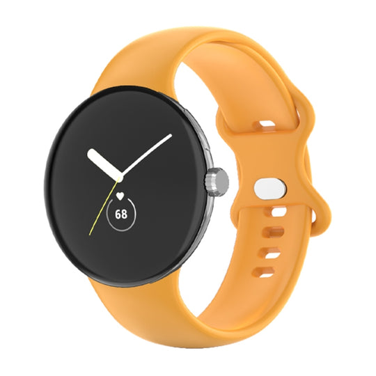 For Google Pixel Watch 5 / 4 / 3 / 2 / 1 41mm Single Color Silicone Watch Band Man(Yellow)