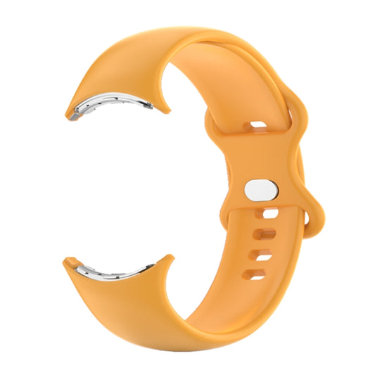 For Google Pixel Watch Single Color Silicone Watch Band Man(Yellow) - Watch Bands by buy2fix | Online Shopping UK | buy2fix