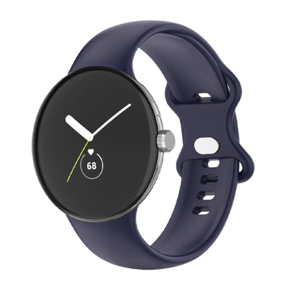 For Google Pixel Watch Single Color Silicone Watch Band Man(Blue) - Watch Bands by buy2fix | Online Shopping UK | buy2fix