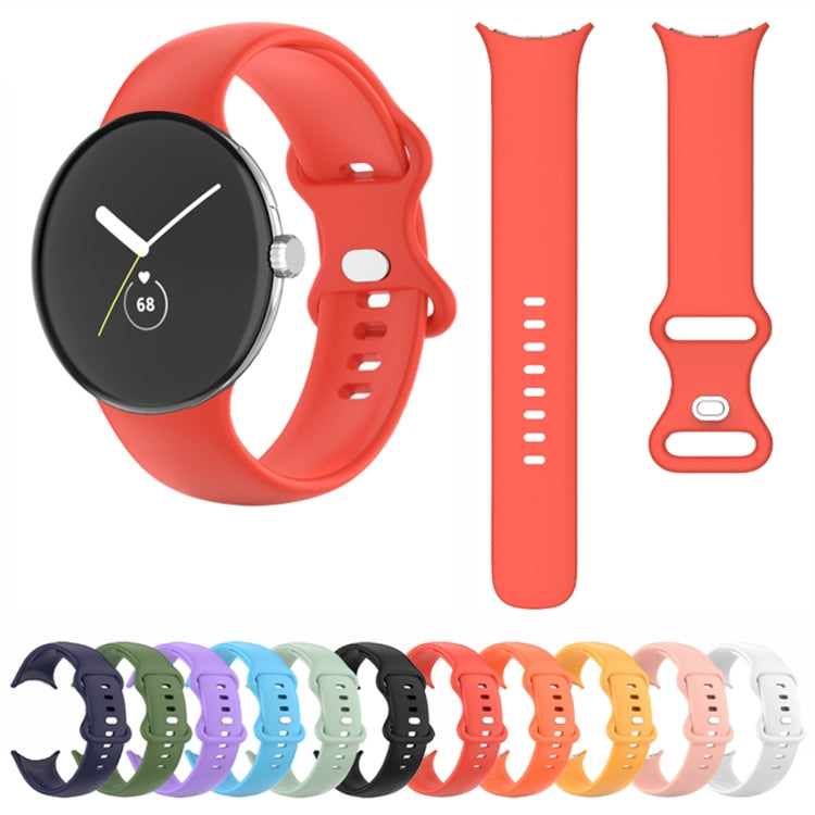 For Google Pixel Watch Single Color Silicone Watch Band Man(Orange) - Watch Bands by buy2fix | Online Shopping UK | buy2fix