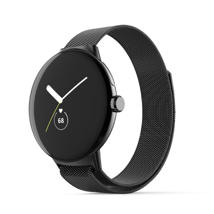 For Google Pixel Watch Milanese Stainless Steel Metal Watch Band(Black) - Watch Bands by buy2fix | Online Shopping UK | buy2fix