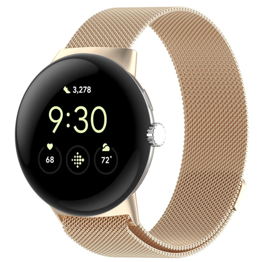 For Google Pixel Watch Milanese Stainless Steel Metal Watch Band (Champagne Gold) - Watch Bands by buy2fix | Online Shopping UK | buy2fix