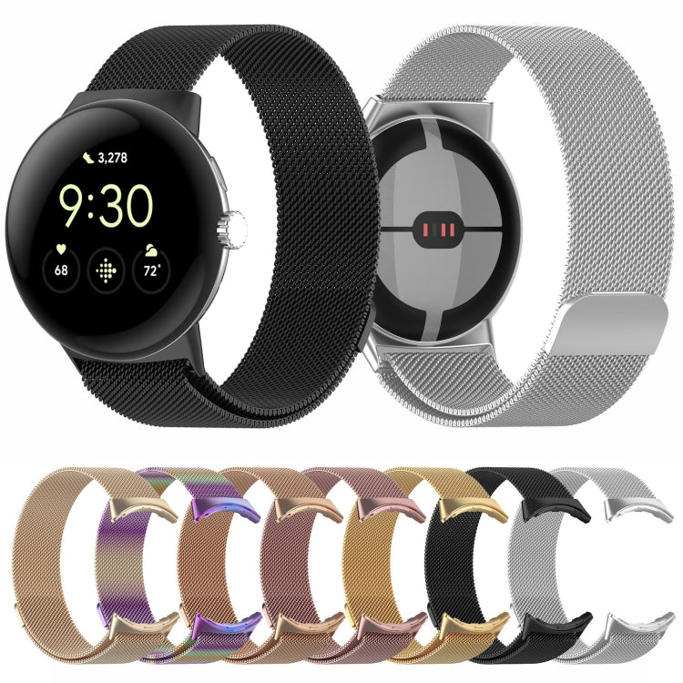 For Google Pixel Watch Milanese Stainless Steel Metal Watch Band(Black) - Watch Bands by buy2fix | Online Shopping UK | buy2fix