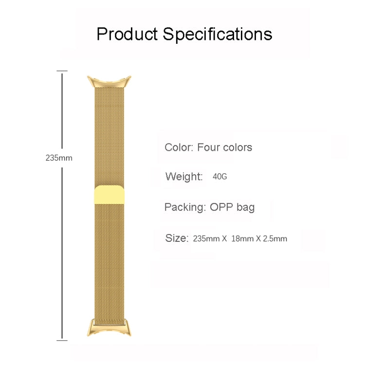 For Google Pixel Watch Milanese Stainless Steel Metal Watch Band(Rose Gold) - Watch Bands by buy2fix | Online Shopping UK | buy2fix