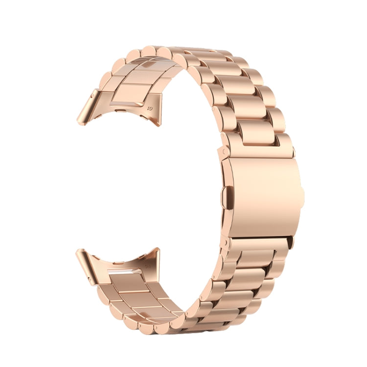 For Google Pixel Watch Three Strains Stainless Steel Metal Watch Band(Rose Gold) - Watch Bands by buy2fix | Online Shopping UK | buy2fix