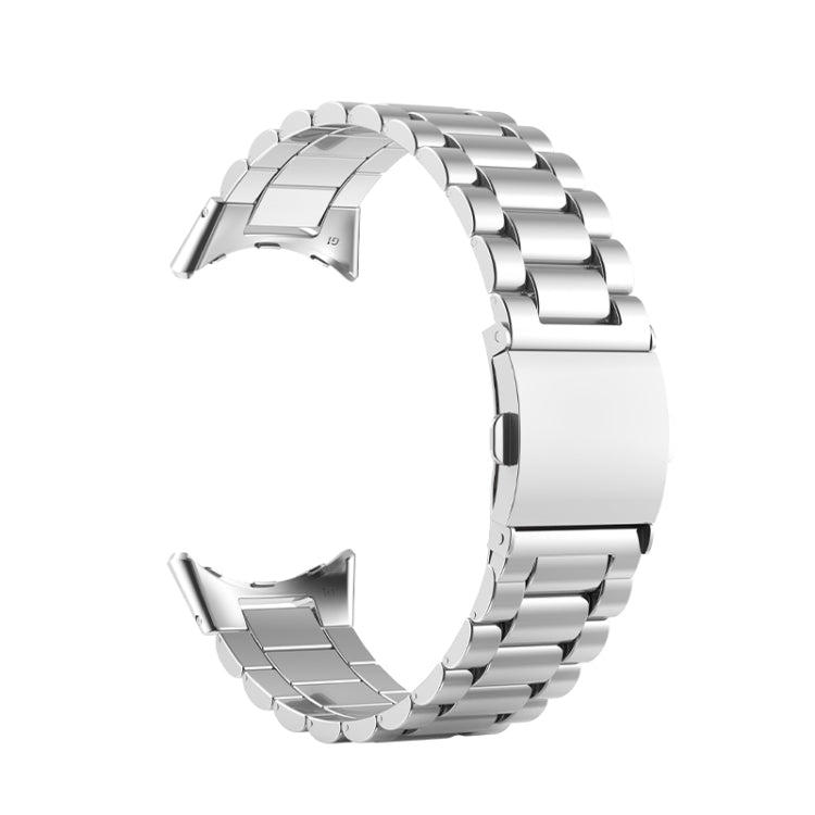 For Google Pixel Watch Three Strains Stainless Steel Metal Watch Band(Silver) - Watch Bands by buy2fix | Online Shopping UK | buy2fix