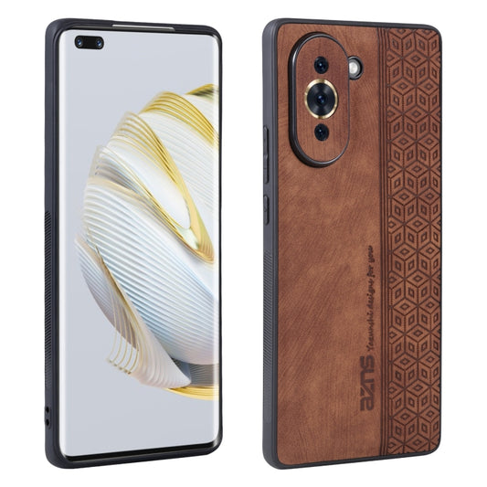 For Huawei nova 10 Pro AZNS 3D Embossed Skin Feel Phone Case(Brown) - Huawei Cases by AZNS | Online Shopping UK | buy2fix