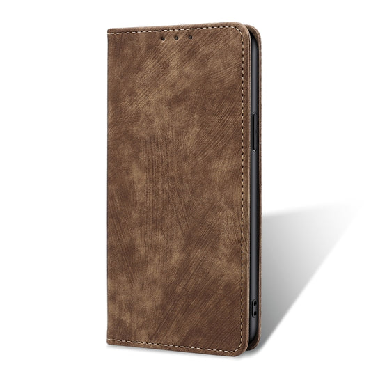 For vivo Y35 4G / Y22 / Y22s RFID Anti-theft Brush Magnetic Leather Phone Case(Brown) - vivo Cases by buy2fix | Online Shopping UK | buy2fix