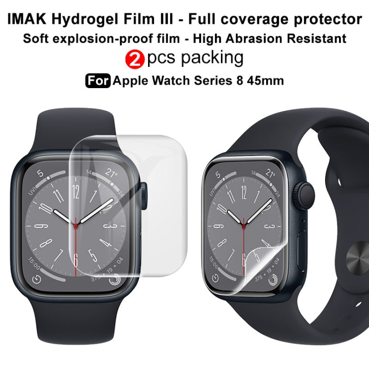 For Apple Watch Series 8 45mm 2pcs imak Curved Full Screen Hydrogel Film Protector - Screen Protector by imak | Online Shopping UK | buy2fix