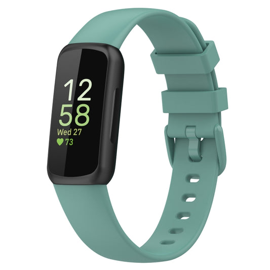 For Fitbit Inspire3 Solid Color Silicone Watch Band, Size:L Size(Pine Green) - Watch Bands by buy2fix | Online Shopping UK | buy2fix