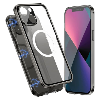 For iPhone 14 360 Full Body Magnetic Frosted Magsafe Phone Case(Black) by buy2fix