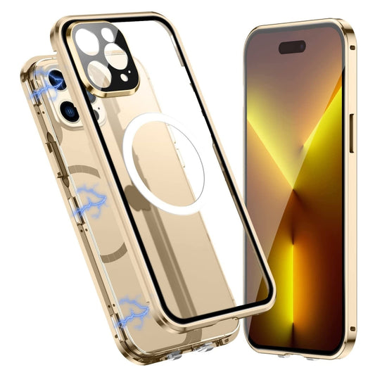For iPhone 14 Pro Max 360 Full Body Magnetic Frosted Magsafe Phone Case(Gold) - iPhone 14 Pro Max Cases by buy2fix | Online Shopping UK | buy2fix