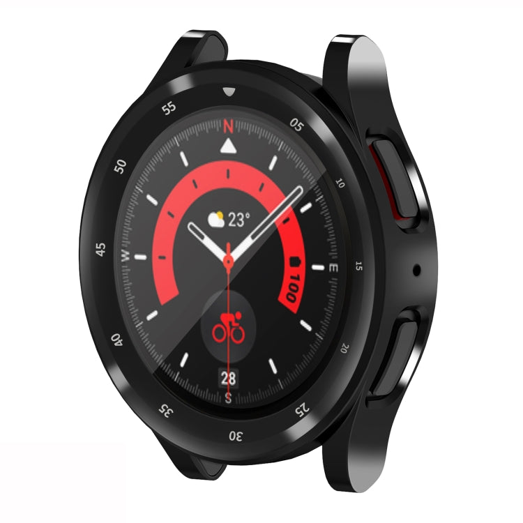 For Samsung Galaxy Watch5 Pro 45mm Full Coverage TPU Electroplating Watch Case(Black) - Watch Cases by buy2fix | Online Shopping UK | buy2fix