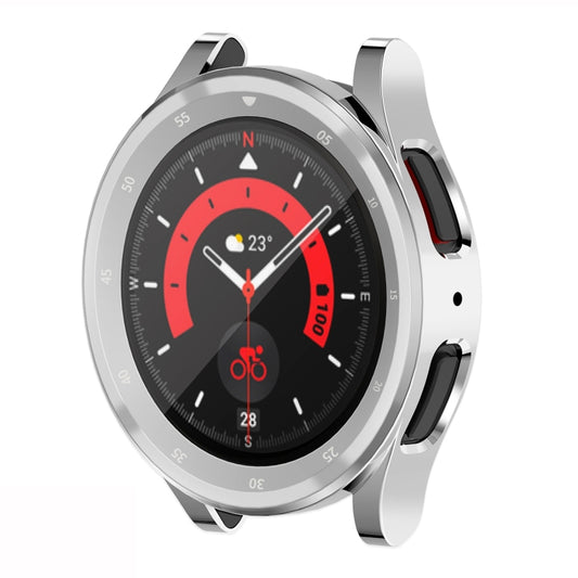 For Samsung Galaxy Watch5 Pro 45mm Full Coverage TPU Electroplating Watch Case(Silver) - Watch Cases by buy2fix | Online Shopping UK | buy2fix