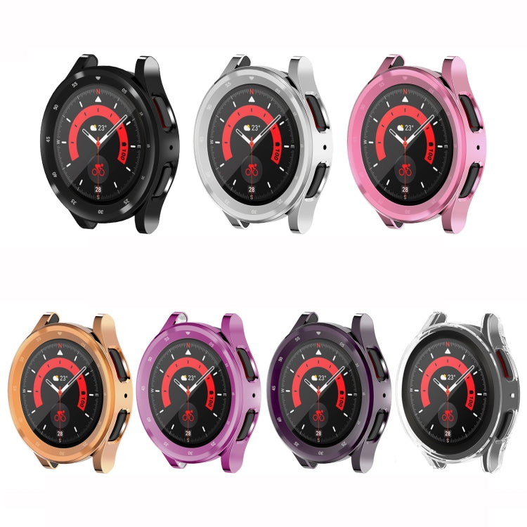 For Samsung Galaxy Watch5 Pro 45mm Full Coverage TPU Electroplating Watch Case(Black) - Watch Cases by buy2fix | Online Shopping UK | buy2fix