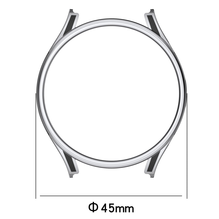 For Samsung Galaxy Watch5 Pro 45mm Hanging Sculpture Two-color Protective Watch Case with Tempered Glass Film(Silver) - Watch Cases by buy2fix | Online Shopping UK | buy2fix