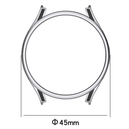 For Samsung Galaxy Watch5 Pro 45mm Hanging Sculpture Two-color Protective Watch Case with Tempered Glass Film(Silver) - Watch Cases by buy2fix | Online Shopping UK | buy2fix