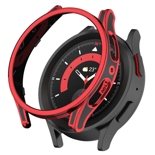 For Samsung Galaxy Watch4 40mm Hanging Sculpture Two-color Protective Watch Case with Tempered Glass Film(Red) - Watch Cases by buy2fix | Online Shopping UK | buy2fix