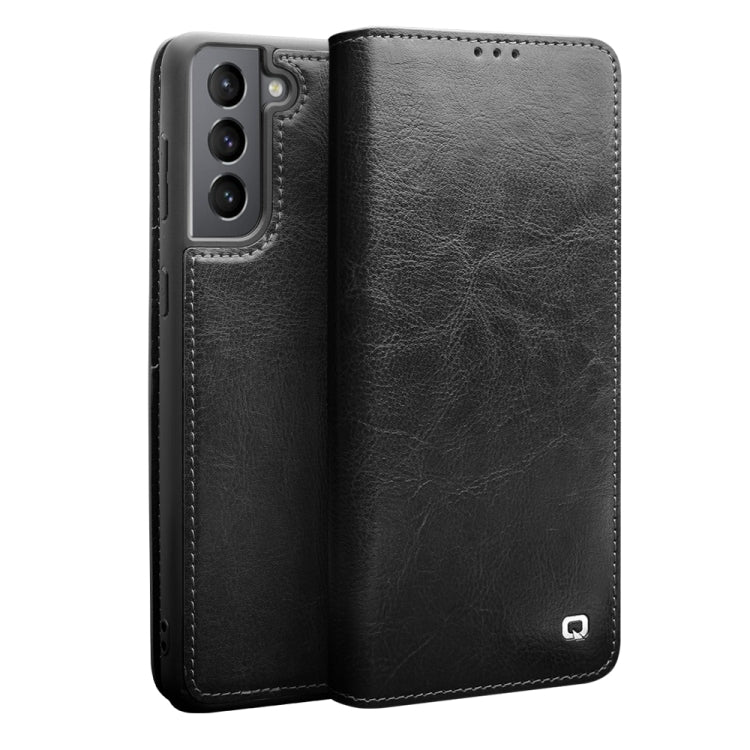 For Samsung Galaxy S21 5G QIALINO Genuine Leather Phone Case(Black) by QIALINO